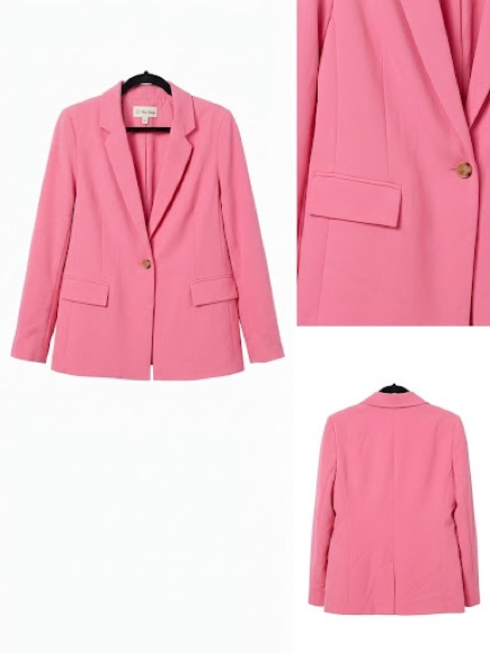 Tailored Pink Single-Button Blazer Jacket